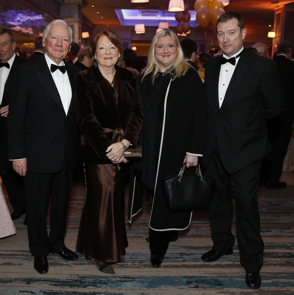 Kathleen and Gay Byrne, Crona Byrne and Philip Carney, pictured at the CMRF Crumlin Gold Ball at the Doubletree by Hilton Hotel on Saturday March 14th.CMRF Crumlin, the principal fundraising body for Our Ladyâ€™s Childrenâ€™s Hospital, Crumlin and the National Childrenâ€™s Research Centre, celebrated its 50th anniversary with The Gold Ball to acknowledge 50 years of fundraising for childrenâ€™s health in Ireland. Pic. Robbie Reynolds
