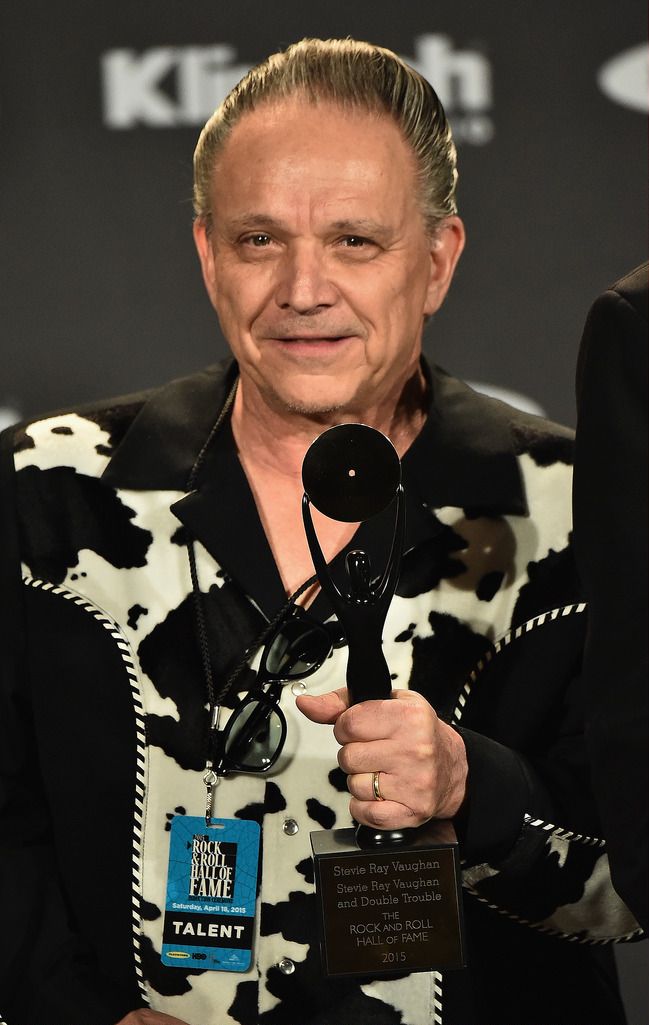 CLEVELAND, OH - APRIL 18:  Jimmie Vaughan speaks on behalf of inductee Stevie Ray Vaughan during the 30th Annual Rock And Roll Hall Of Fame Induction Ceremony at Public Hall on April 18, 2015 in Cleveland, Ohio.  (Photo by Michael Loccisano/Getty Images)