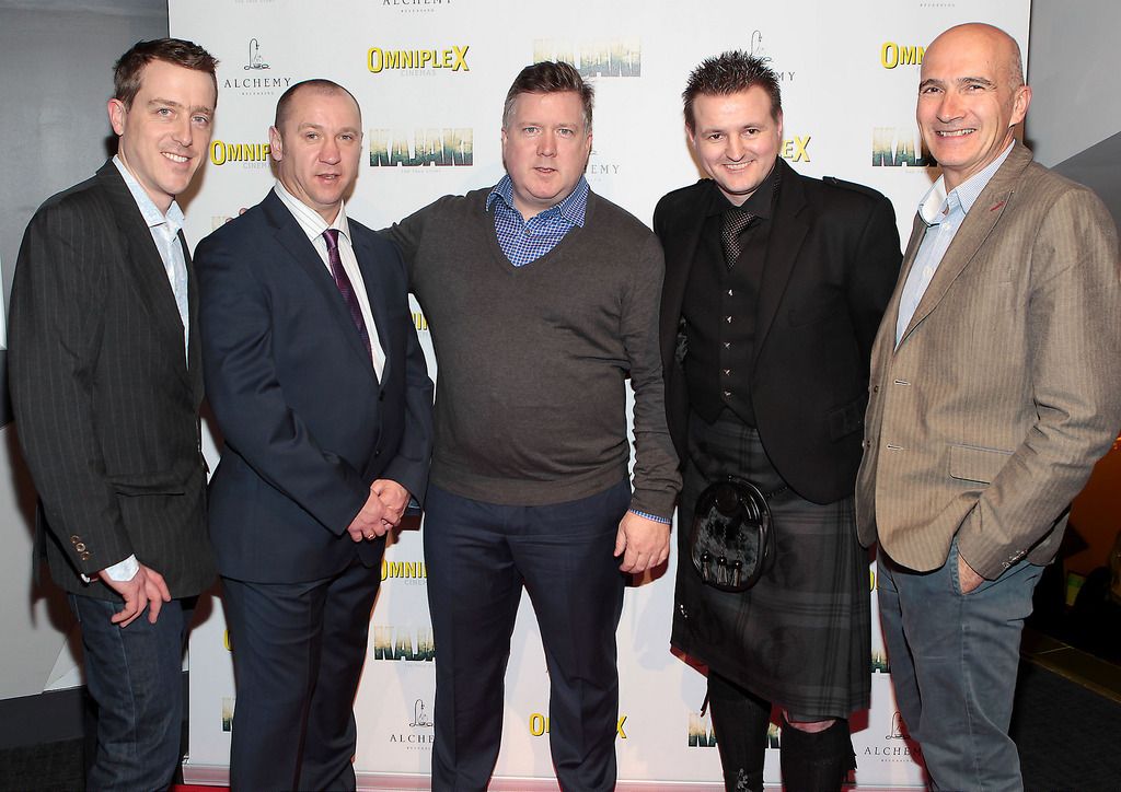 Andrew Lotbiniere ,Stuart Pearson ,Mark Anderson ,Scott Kyle and Paul Katis  at the Irish premiere screening of Kajaki at Omniplex in Rathmines Dublin.Picture:Brian McEvoy.