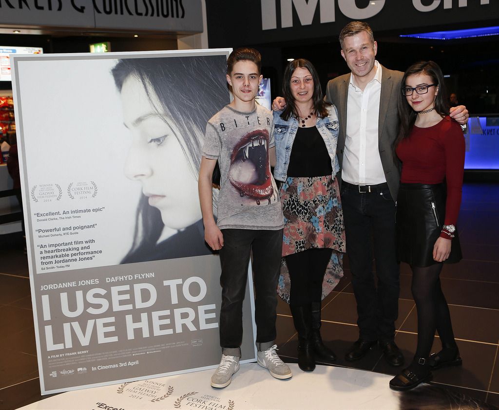 Pictured (l-r) was cast members Dafhyd Flynn, Tracy Harold, film director Frank Berry and Jordanne Jones at the premiere of award-winning Irish feature film I Used To Live Here at IMC Cinemas, The Square, Tallaght. 

Picture Conor McCabe Photography.

