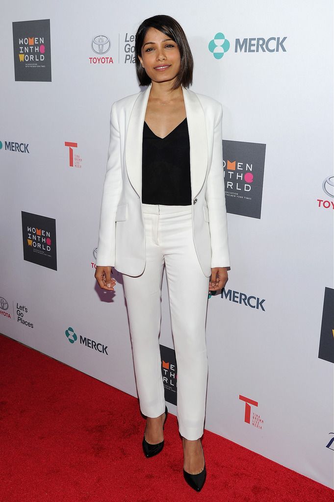 NEW YORK, NY - APRIL 22:  Actress Freida Pinto attends the Women In World Summit at the David H. Koch Theater at Lincoln Center on April 22, 2015 in New York City.  (Photo by Andrew Toth/Getty Images)