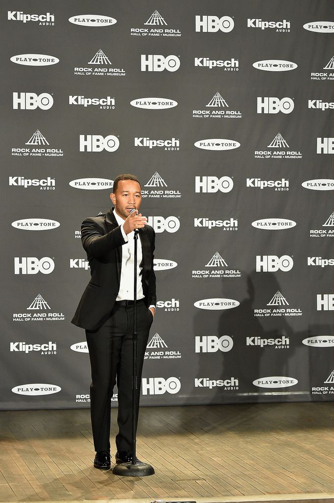 CLEVELAND, OH - APRIL 18:  Musician John Legend speaks in the press room during the 30th Annual Rock And Roll Hall Of Fame Induction Ceremony at Public Hall on April 18, 2015 in Cleveland, Ohio.  (Photo by Michael Loccisano/Getty Images)