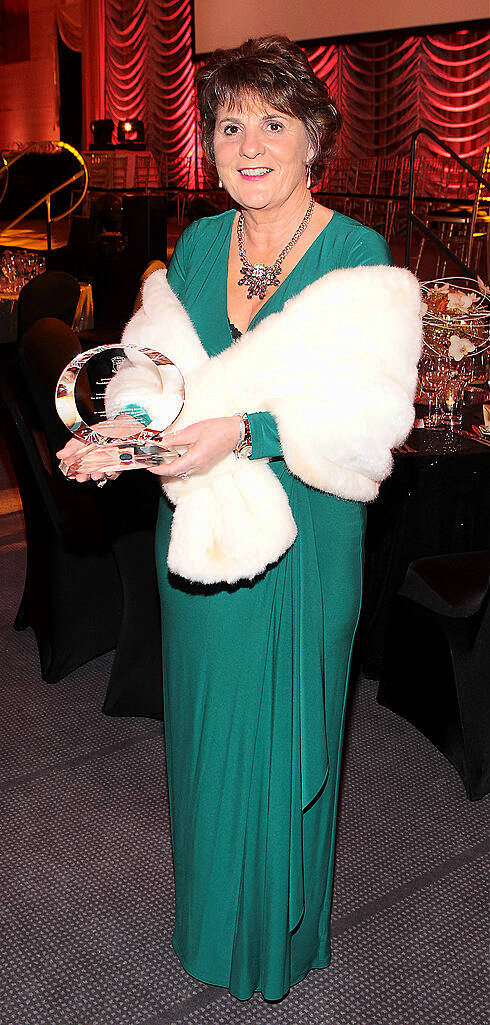 Siobhan O Halloran who was presented with an award   In recognition of her longstanding commitment to nursing and the Health Service in Ireland at the UCD Foundation Day Alumni Awards at O Reilly Hall,UCD Dublin.Pictures :Brian McEvoy.
