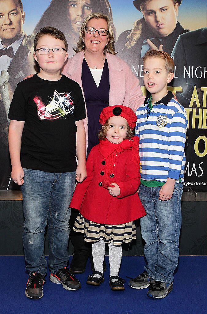 Sam Russell, Mairead Dillon, Sam Dillon and Sophie Dillon at The Irish Premiere screening of Night at the Museum -Secret of the Tomb at the Lighthouse Cinema ,Dublin.Pic:Brian McEvoy.