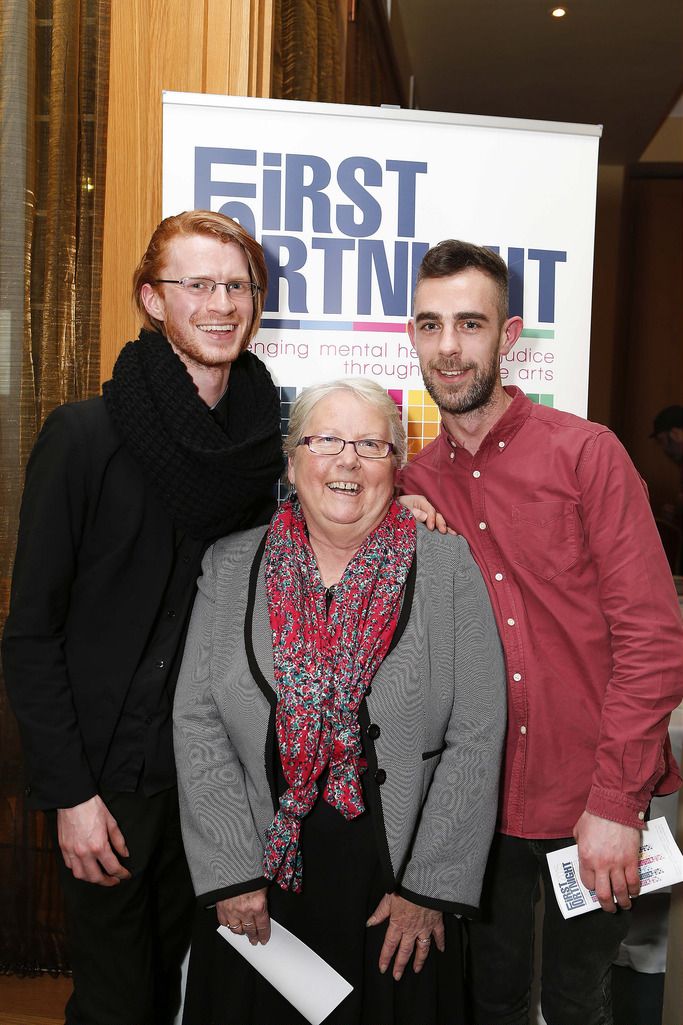 Pictured at the The Clarence Hotel Wellington Quay, Dublin at the launch of First Fortnight 2015 festival programme was Ross Flanagan, Madge O'Callaghan and Aaronn Galbraith.

Picture Conor McCabe Photography.