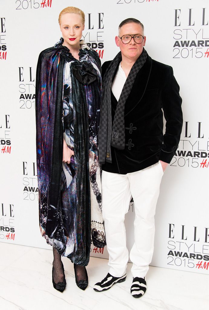 LONDON, ENGLAND - FEBRUARY 24:  Gwendoline Christie and Giles Deacon attend the Elle Style Awards 2015 at Sky Garden @ The Walkie Talkie Tower on February 24, 2015 in London, England.  (Photo by Ian Gavan/Getty Images)