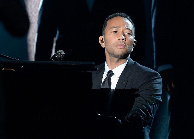  Singer John Legend performs "Glory" onstage during The 57th Annual GRAMMY Awards at the at the STAPLES Center on February 8, 2015 in Los Angeles, California.  (Photo by Kevork Djansezian/Getty Images)