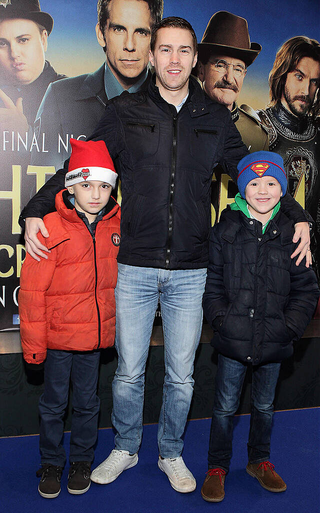 Ciaran O'Brien, Evan O'Brien and Keith O'Brien at The Irish Premiere screening of Night at the Museum -Secret of the Tomb at the Lighthouse Cinema ,Dublin.Pic:Brian McEvoy