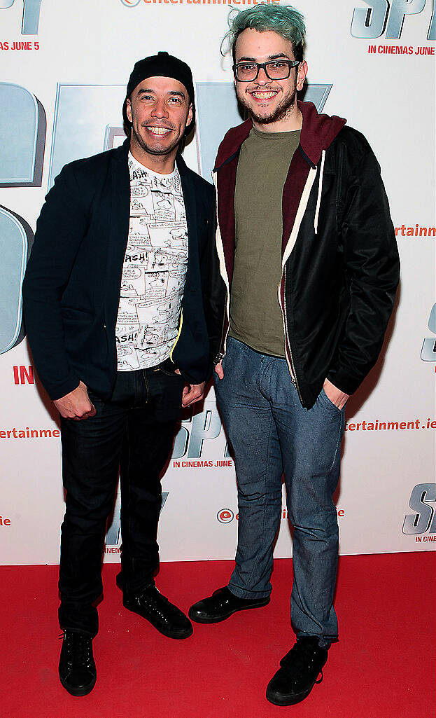 Luis Castro and Simon Maracara  pictured at the special screening of  the movie  Spy  at The Odeon Cinema in Point Village Dublin..Picture:Brian McEvoy.