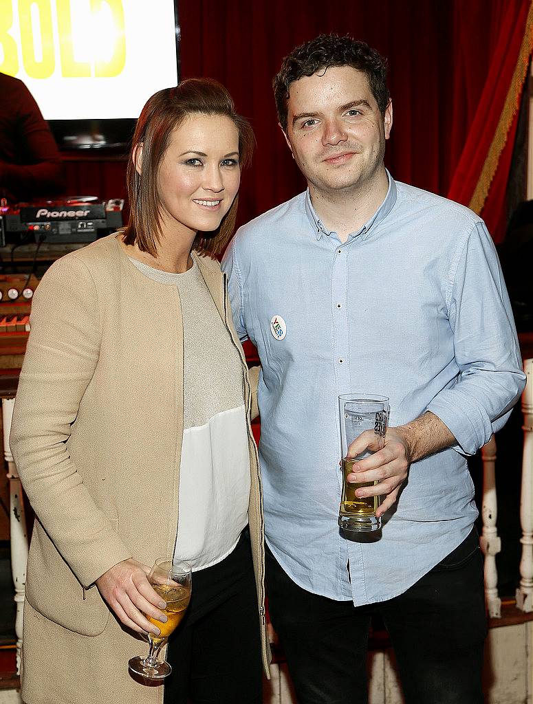 
Anna Doyle and Colum O'Hara at the launch of Orchard Thieves Cider at the Den-photo Kieran Harnett