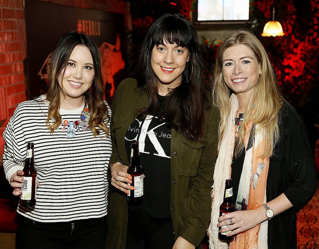 
Leila Bui, Nikki Conway and Emma Forde at the launch of Orchard Thieves Cider at the Den-photo Kieran Harnett