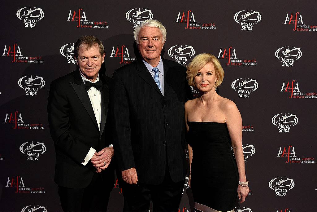 NEW YORK, NY - APRIL 27:  (L-R) Chairman/CEO JC Penney Company and Chairman Mercy Ships Myron Ullman III, President/Founder Mercy Ships Don Stephens and AAFA President & CEO Juanita D. Duggan attend the 2015 AAFA American Image Awards on April 27, 2015 in New York City.  (Photo by Andrew Toth/Getty Images for American Image Awards)