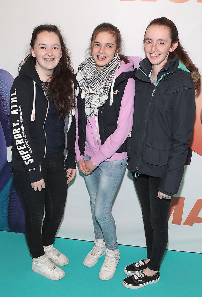 Megan Traynor, Caoimhe Walsh and  Laura Kelly at the Irish Premiere screening of Home at  Odeon Cinema in Point Village ,Dublin.Picture:Brian McEvoy.