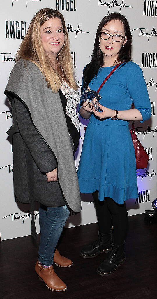 Mags Lynch and Kat McGrath  at the  celebration of Thierry Mugler Angel Fragrance at Arnotts Henry Street,Dublin.Picture:Brian Whelan