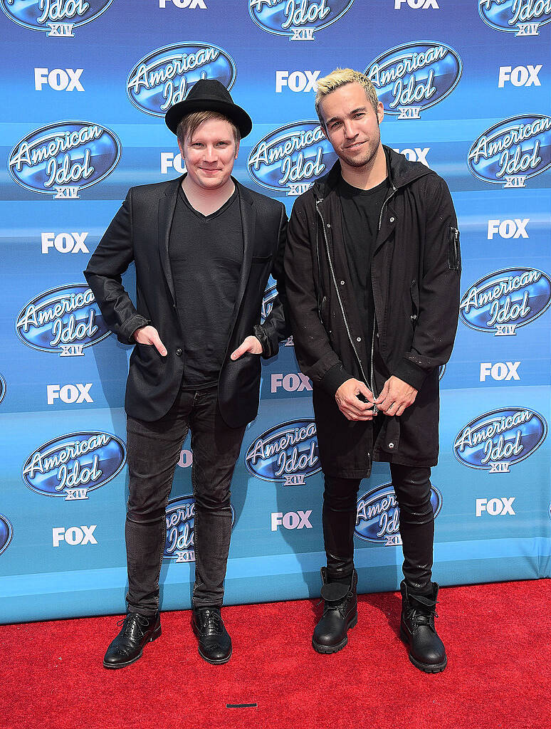 HOLLYWOOD, CA - MAY 13:  Patrick Stump and Pete Wentz attend the "American Idol" XIV Grand Finale event at the Dolby Theatre on May 13, 2015 in Hollywood, California.  (Photo by Jason Kempin/Getty Images)