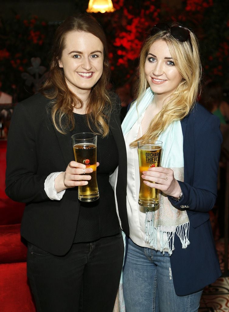 
Claire Simpson and Vikki McNamee at the launch of Orchard Thieves Cider at the Den-photo Kieran Harnett