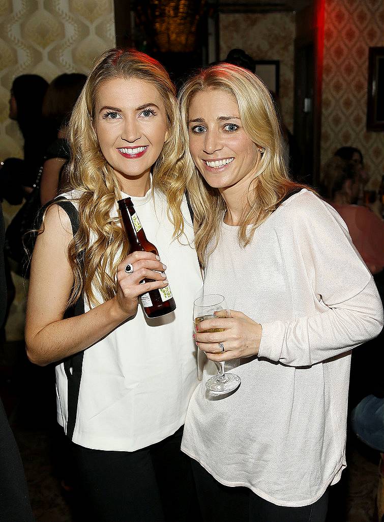 
Aisling O'Meara and Babs Chaney at the launch of Orchard Thieves Cider at the Den-photo Kieran Harnett