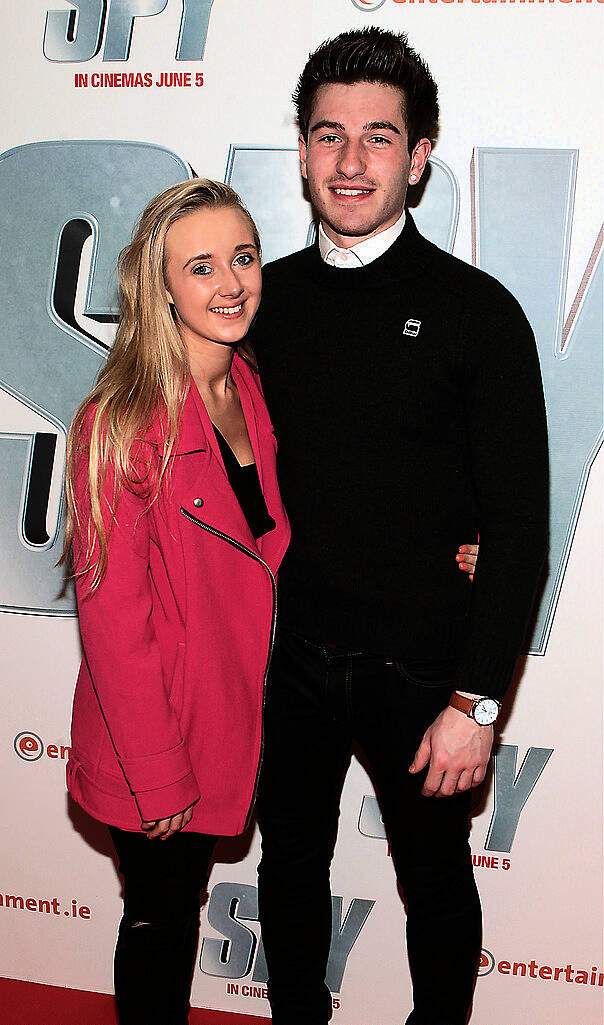 Chelsea Murray and Nathan Misischi  pictured at the special screening of  the movie  Spy  at The Odeon Cinema in Point Village Dublin..Picture:Brian McEvoy.