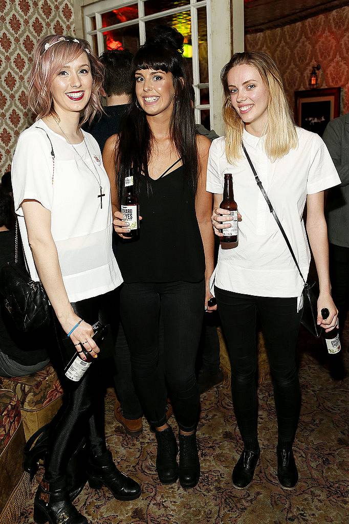 
Caoimhe Angin, Annie O'Brien and Sharon Love at the launch of Orchard Thieves Cider at the Den-photo Kieran Harnett