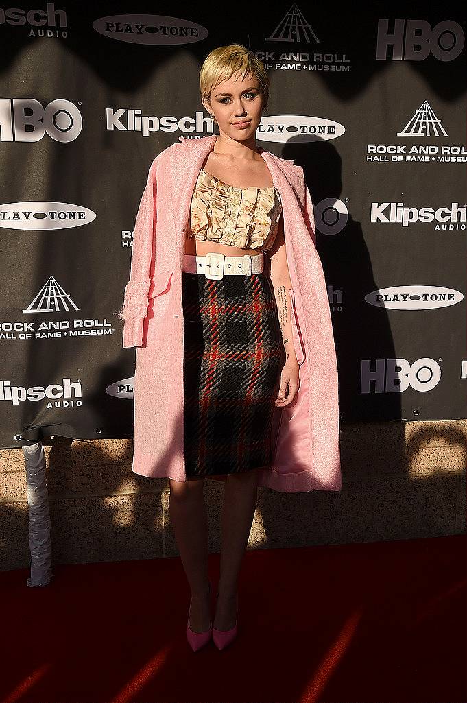 CLEVELAND, OH - APRIL 18:  Miley Cyrus attends the 30th Annual Rock And Roll Hall Of Fame Induction Ceremony at Public Hall on April 18, 2015 in Cleveland, Ohio.  (Photo by Michael Loccisano/Getty Images)