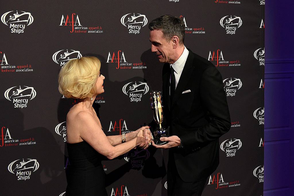 NEW YORK, NY - APRIL 27:  AAFA President & CEO Juanita D. Duggan (L) and CEO, President and President Holt Renfrew Mark Derbyshire attend the 2015 AAFA American Image Awards on April 27, 2015 in New York City.  (Photo by Andrew Toth/Getty Images for American Image Awards)