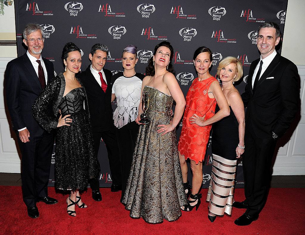 NEW YORK, NY - APRIL 27:  (L-R) Claudio Del Vecchio, Isabel Toledo, Ruben Toledo, Kelly Osbourne, Debi Mazar, Cynthia Rowley, Juanita D. Duggan and Mark Derbyshire attend the 2015 AAFA American Image Awards on April 27, 2015 in New York City.  (Photo by Andrew Toth/Getty Images for American Image Awards)