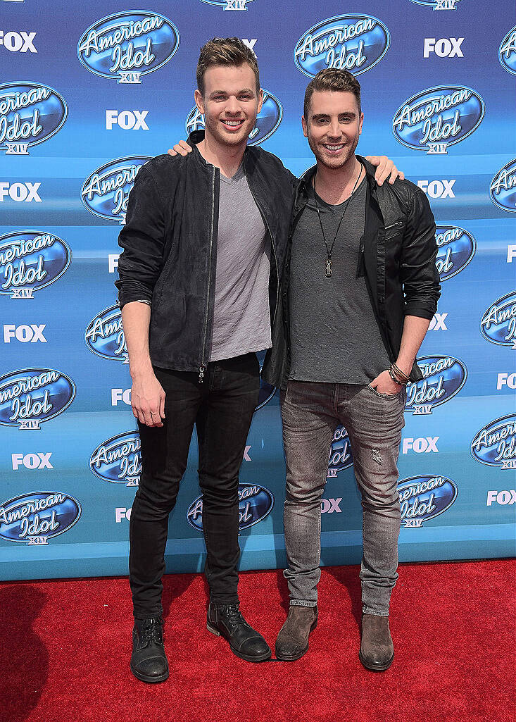 HOLLYWOOD, CA - MAY 13:  Clark Beckham and Nick Fradiani attend the "American Idol" XIV Grand Finale event at the Dolby Theatre on May 13, 2015 in Hollywood, California.  (Photo by Jason Kempin/Getty Images)