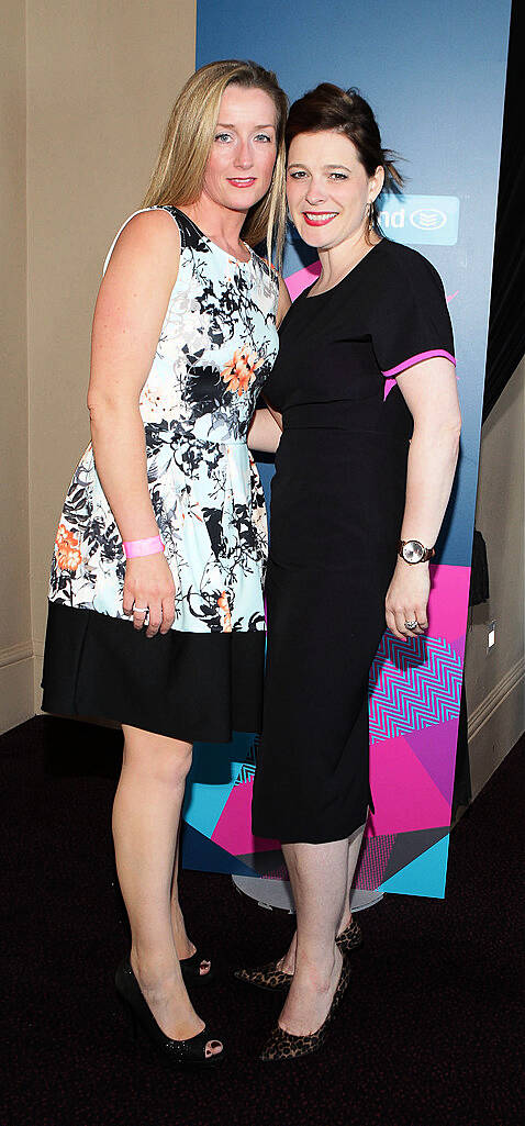 Shauna Bailey and Aisling Lennon at the Bank of Ireland Junk Kouture  Fashion competion final in association Repak at The 3 Arena,Dublin..Pictures:Brian McEvoy