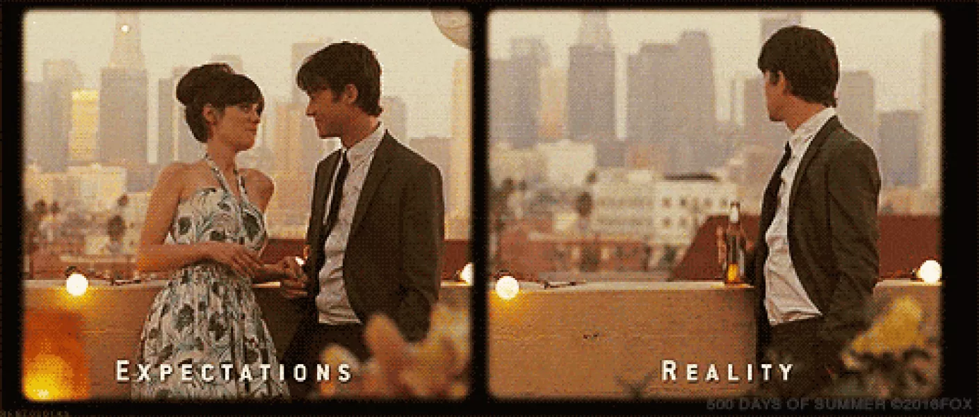 500 Days Of Summer Expectations Vs Reality GIF by 20th Century Fox Home Entertainment - Find & Share on GIPHY