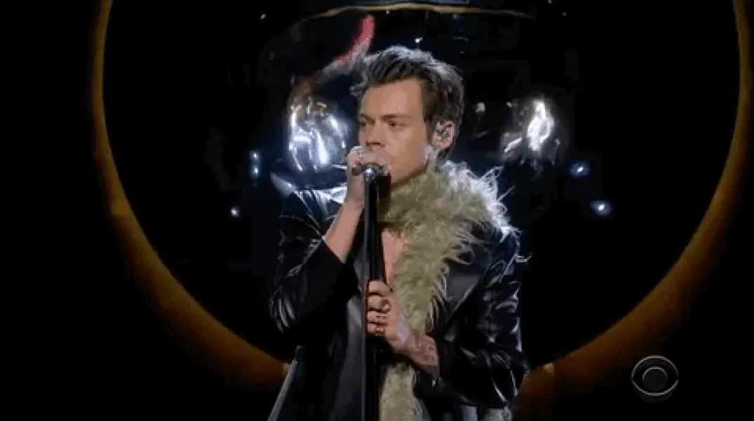 Harry Styles Feather Boa GIF by Recording Academy / GRAMMYs - Find & Share on GIPHY