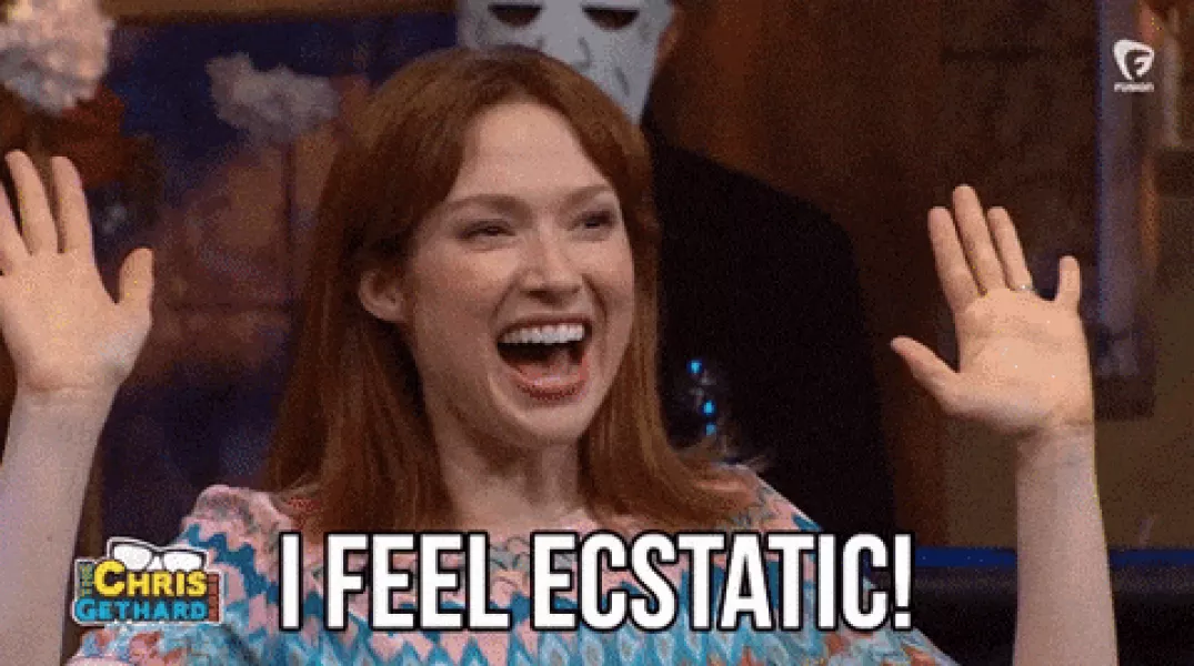 Happy Ellie Kemper GIF by gethardshow - Find & Share on GIPHY