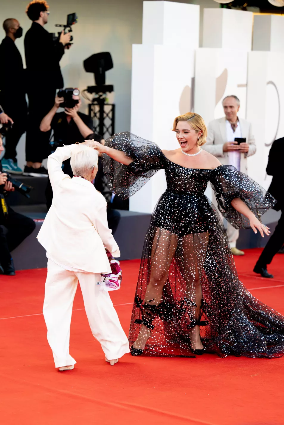 Florence Pugh with her grandmother at the 2022 Venice Film Festival