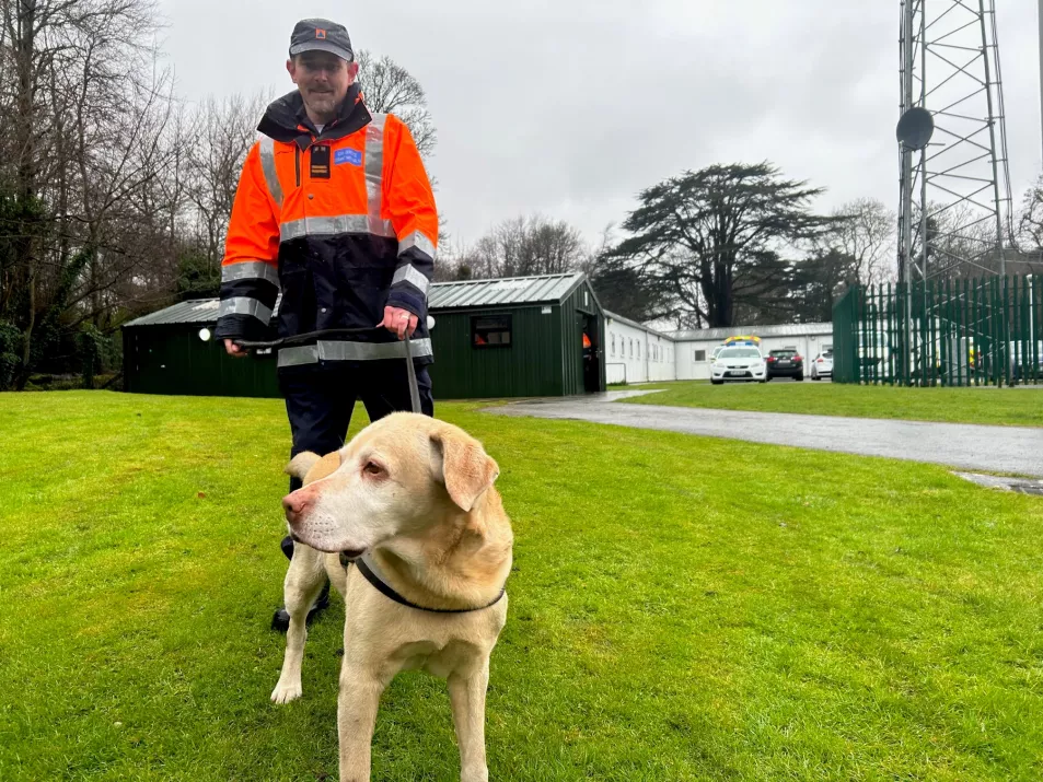 Tipperary Civil Defence dog handler Mark Condon with Scooby 
