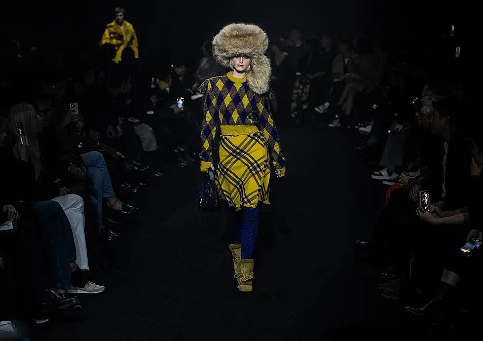 A model on the catwalk for Burberry's AW23 collection