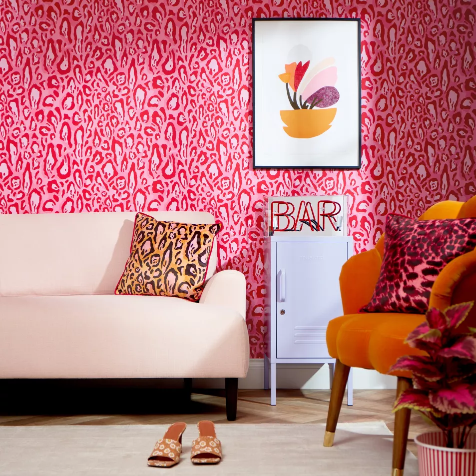 Animal Instinct Wallpaper in Candy Pink and Red, £45 per roll, Lust Home
