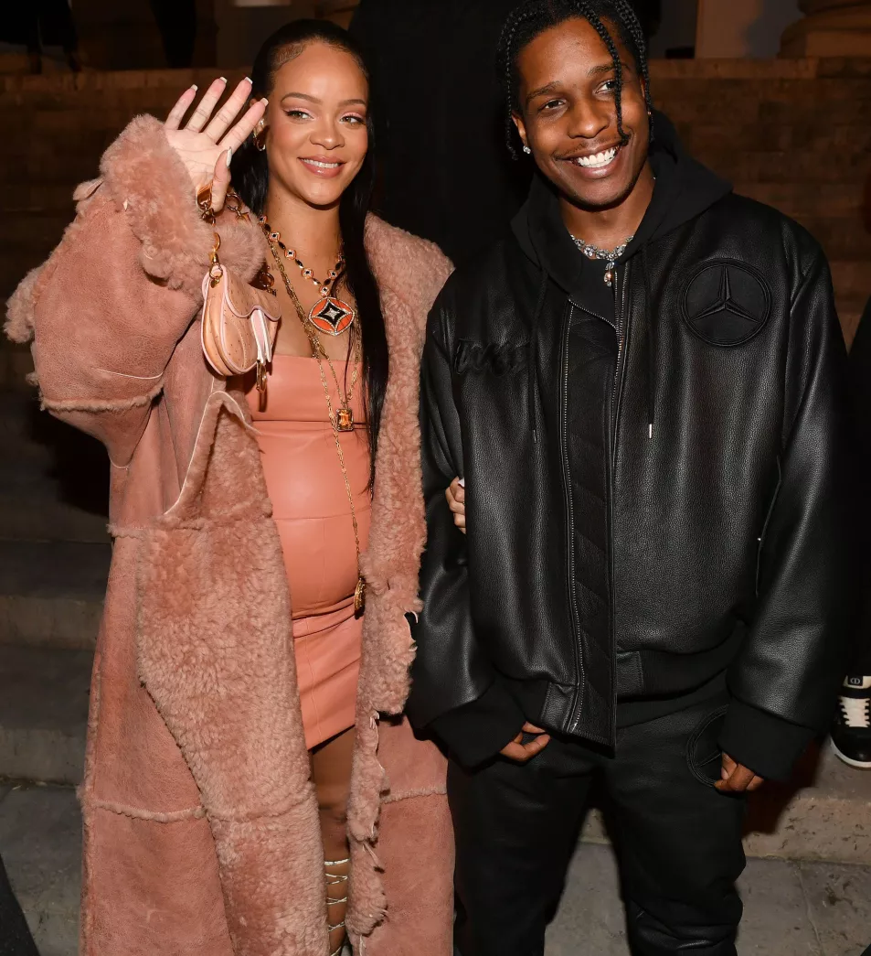 Rihanna and ASAP Rocky attend the Off-White Womenswear Fall/Winter 2022/2023