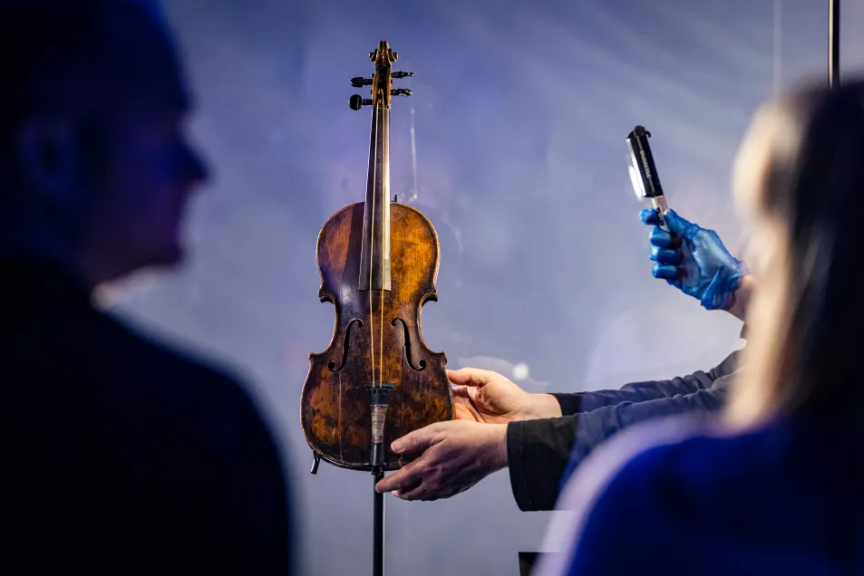 Wallace Hartley's violin that was played as the Titanic sank. New addition to Titanic Belfast after multi-million pound refurbishment