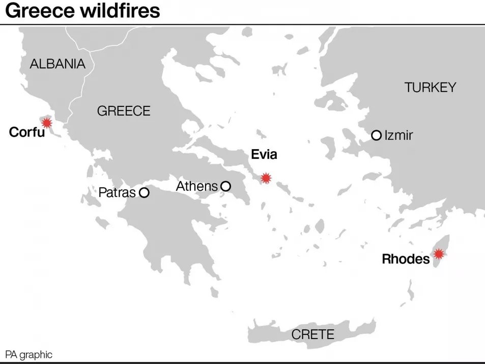 infographic of Greece wildfires