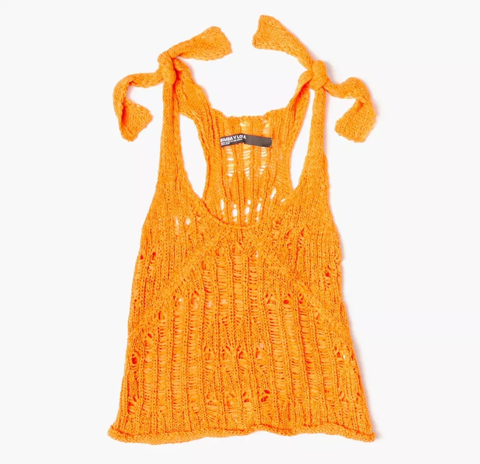 Bimba y Lola Orange Crochet Top