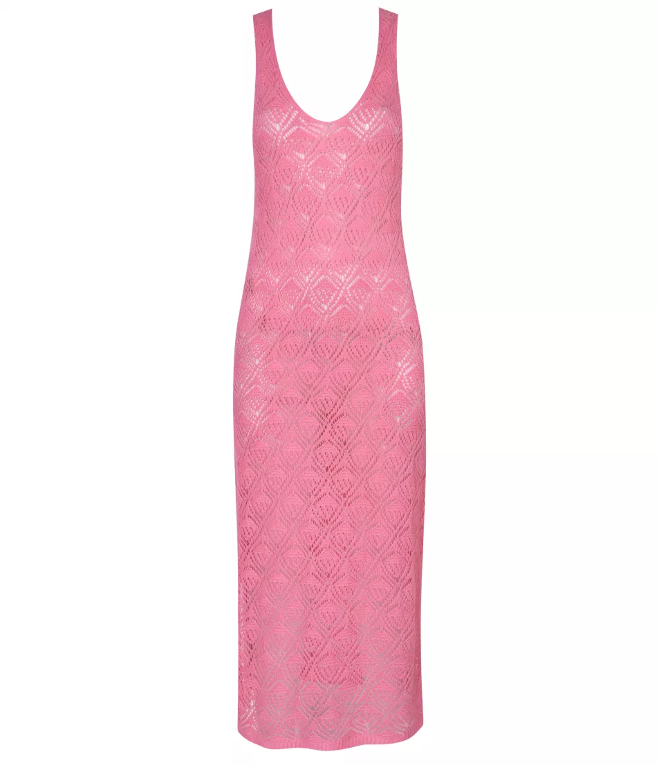 Matalan Pink Crochet Look Long Beach Dress
