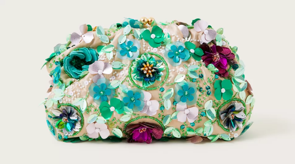 Monsoon Floral Embellished Clutch Bag