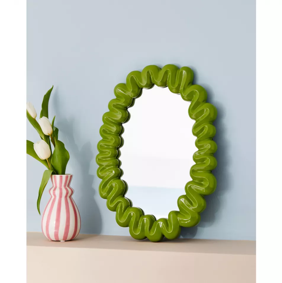 Lime Green Squiggly Mirror, £65, Rose & Grey