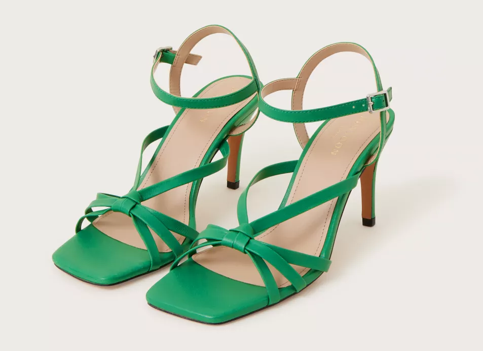Monsoon Barely There Leather Heel Sandals Green