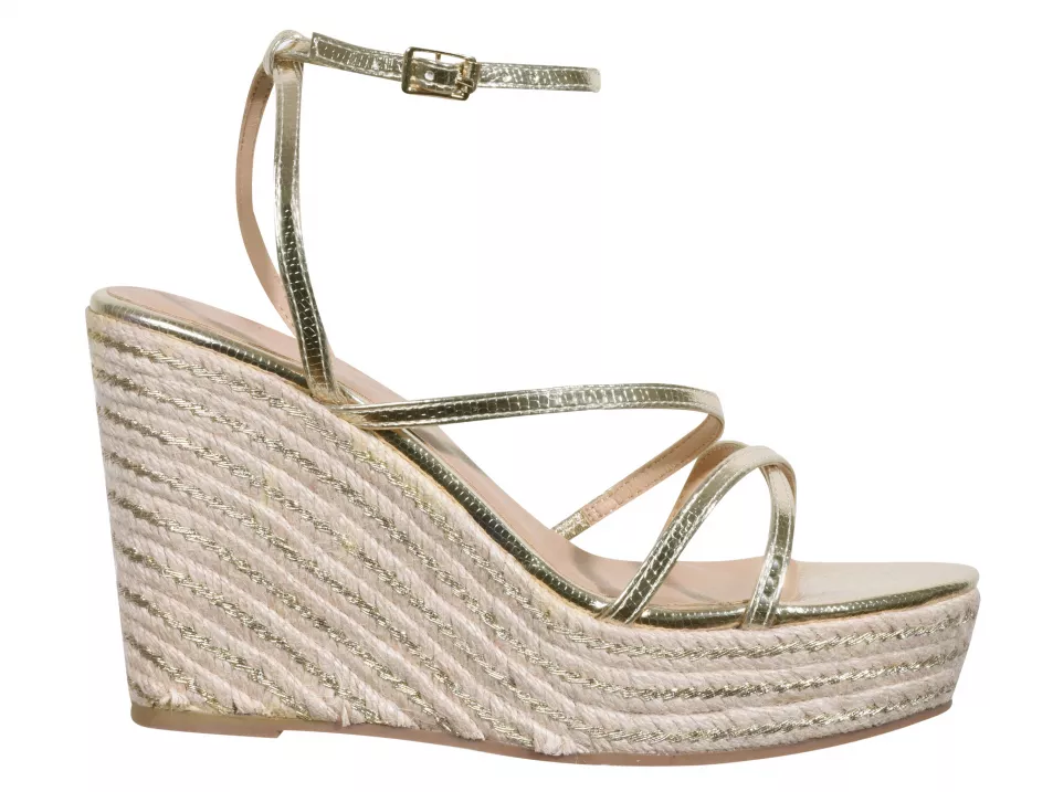 New Look Gold Faux Snake Metallic Espadrille Wedge Sandals