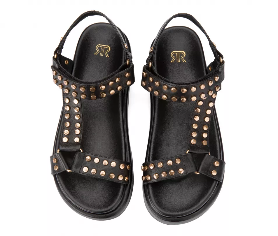 La Redoute Leather Wedge Heel Sandals with Studded Details