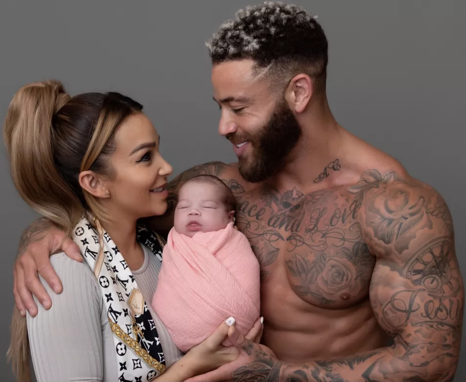 Ashley Cain with Safiyya Vorajee and their baby daugher Azaylia, who died in 2021 (Ashley Cain/PA)