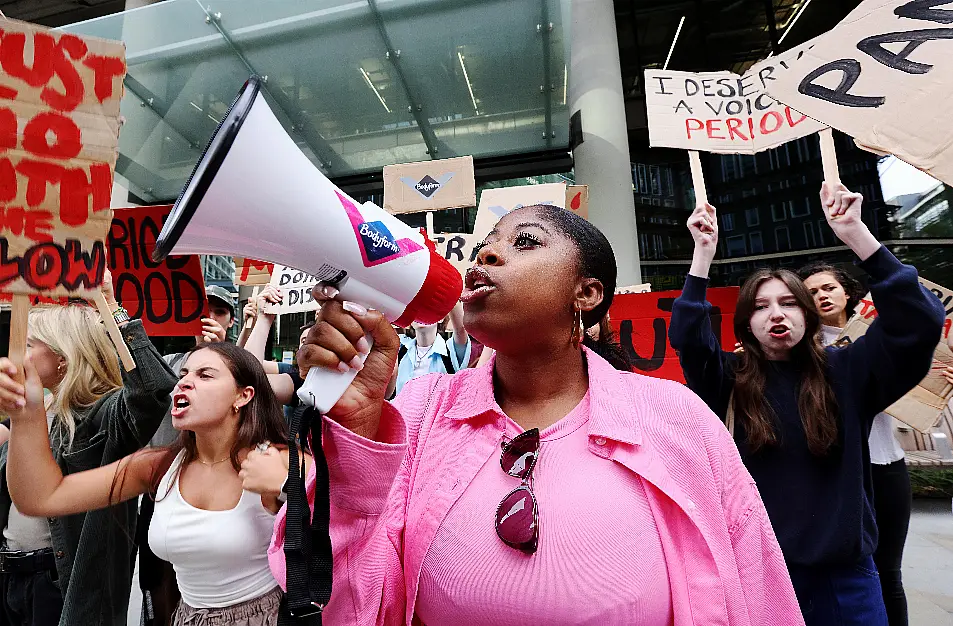 Demonstrators gathered to protest against what they described as online censorship of words to do with the female body (Joe Pepler/72Point/PA)