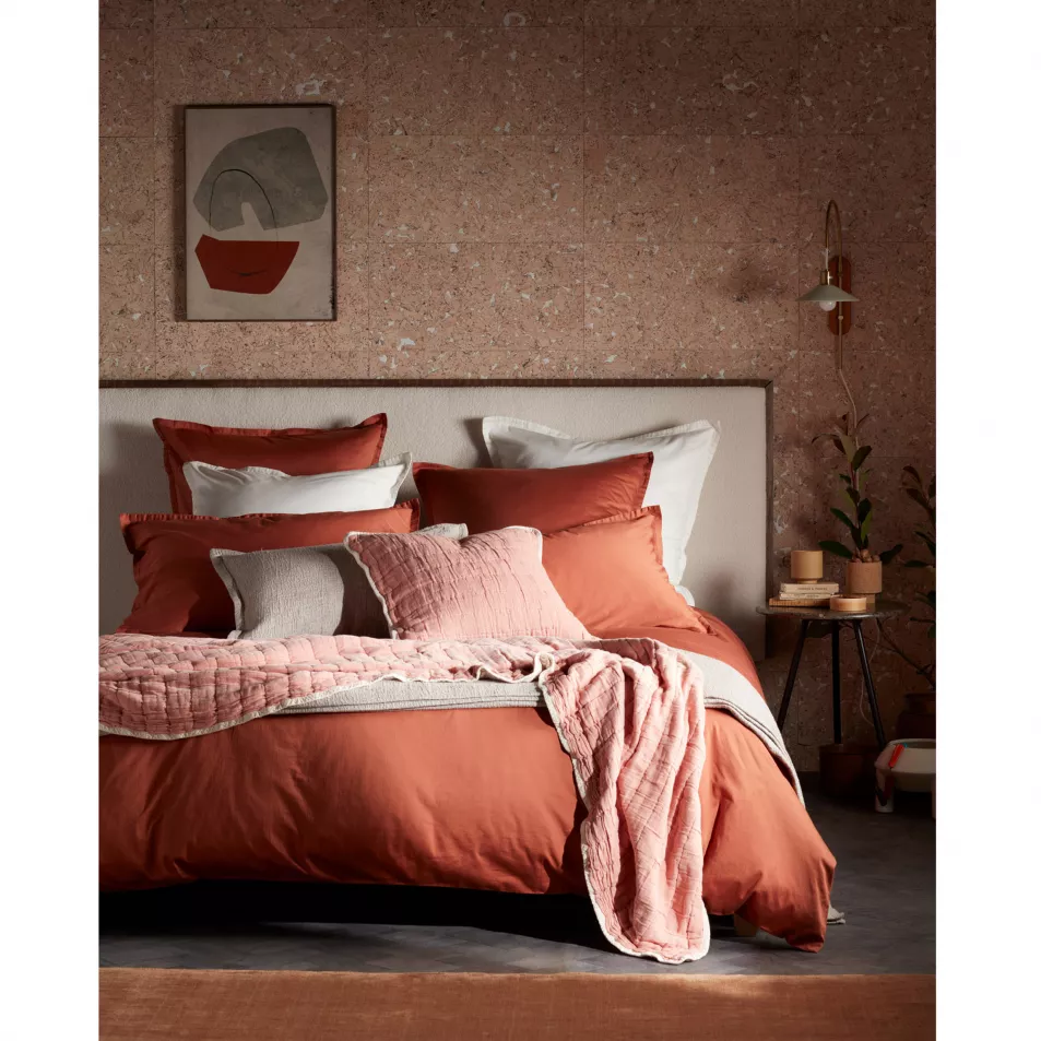 Terracotta Super Soft 100% Cotton Bed Linen, King Size Duvet, Standard Pillowcase, Spice Vivienne 100% Cotton Quilted Throw, Secret Linen Store