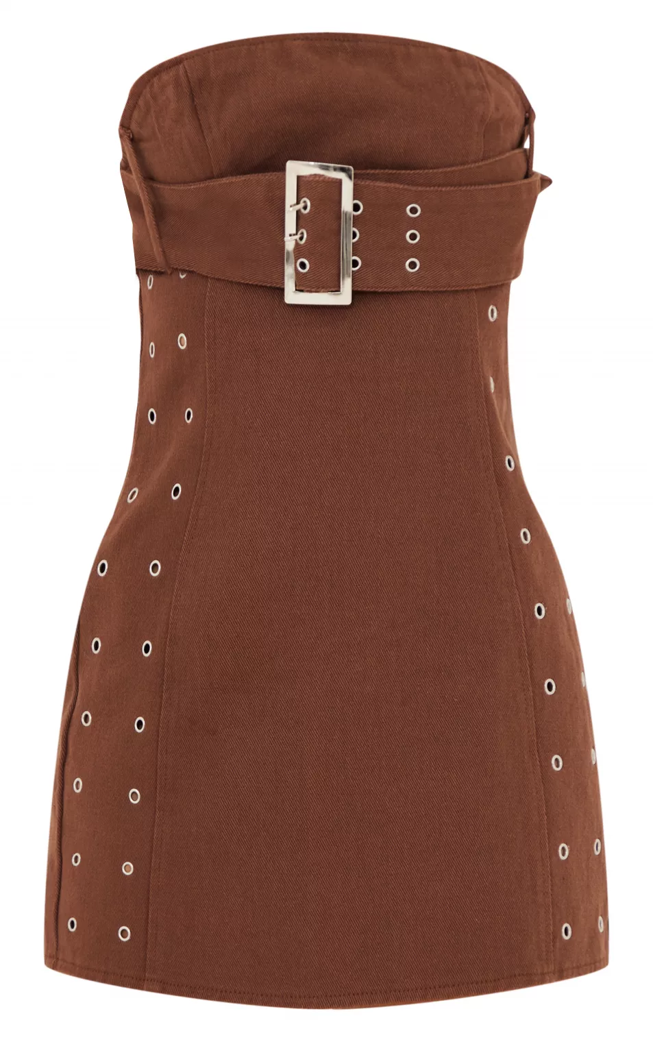 brown buckle dress