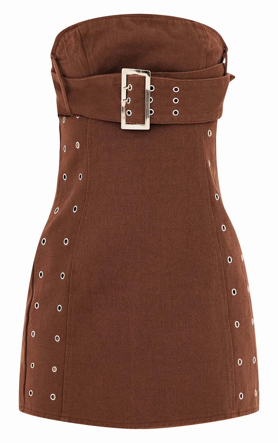 brown buckle dress